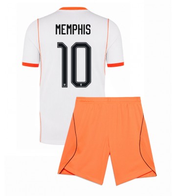 Nederländerna Memphis Depay #10 Replika Bortatröja Barn VM 2026 Kortärmad (+ Korta byxor)
